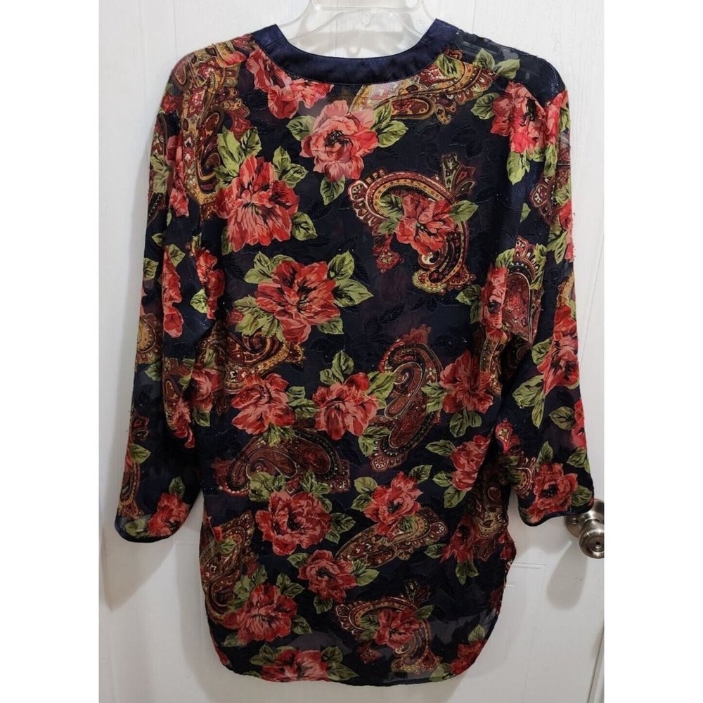 Vintage Victoria's Secret Gold Label Floral Button Up Night Shirt Semi Sheer P/S - Picture 9 of 9